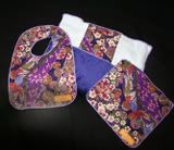 Purple Minkee Bib, Burp Cloth and Wipe Set
