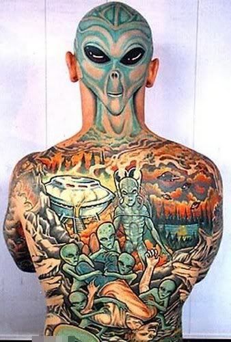 Alien Tattoo unique full body back tattoo design
