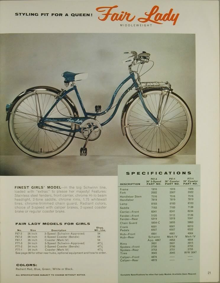 1959 schwinn fair lady