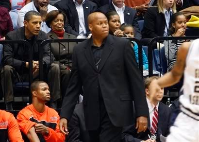 Obama Family at basketball game