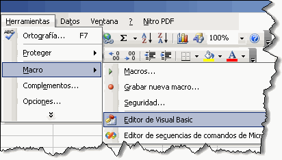Abrimos el editor de Visual Basic