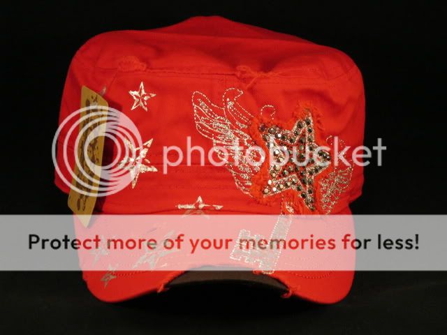 Stars Key Wings Red Military Hat Cadet Castro Cap Vintage Jewels from 