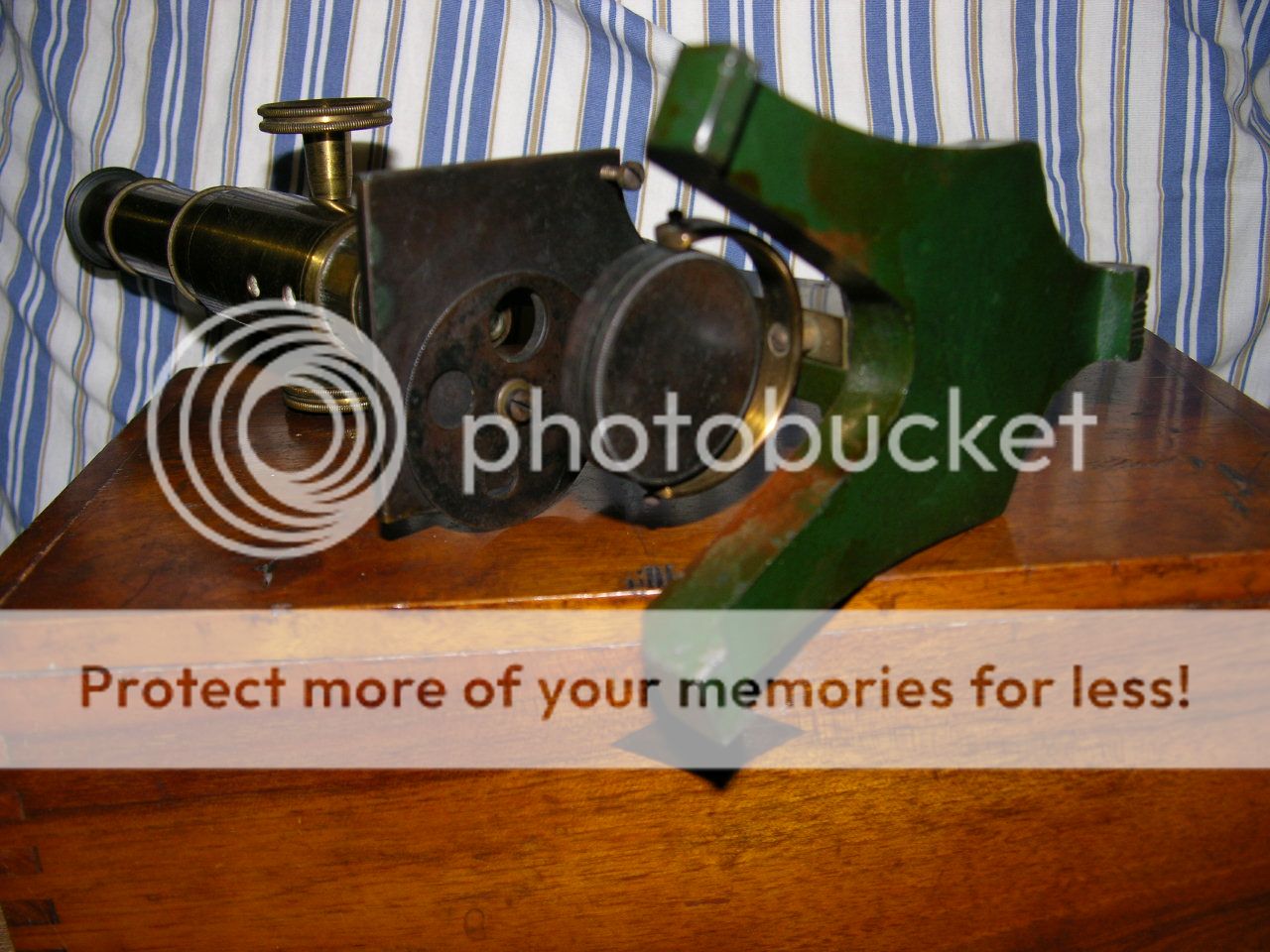 Vintage Solid Brass Microscope with Large Wood Box  